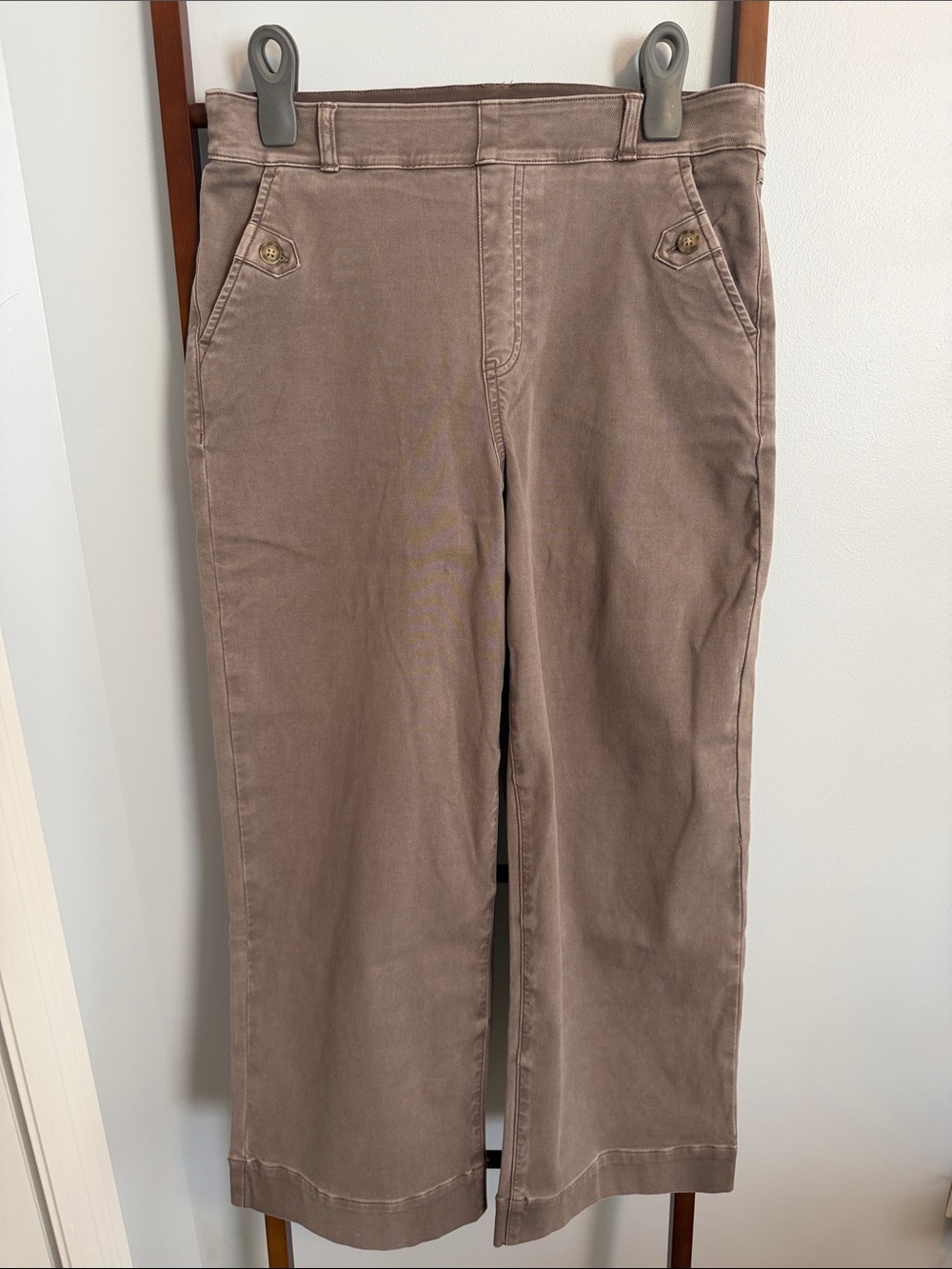 SPANX Cropped Straight-Leg Pants in Taupe